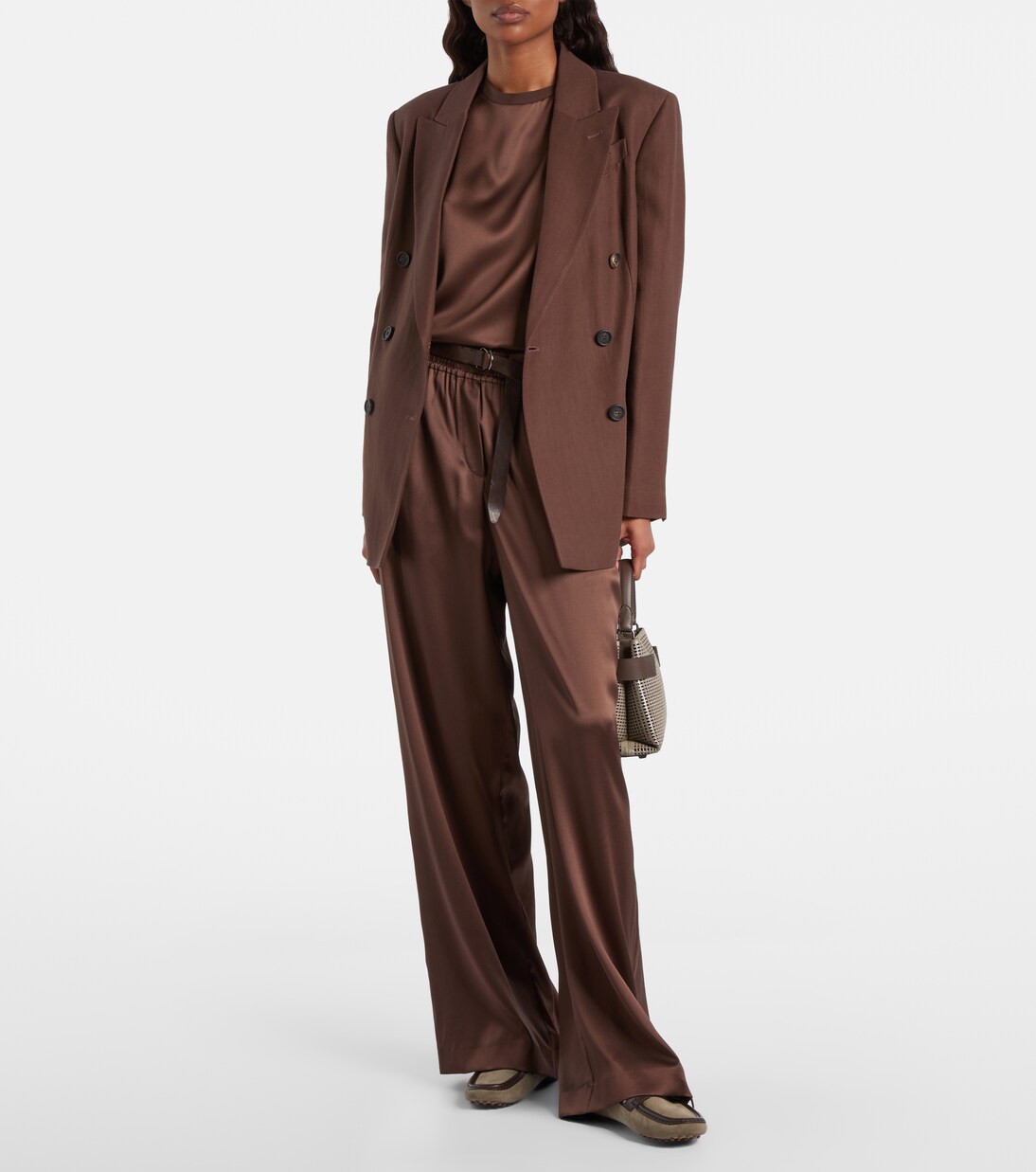 Monili leather-trimmed suede boat shoes | Brunello Cucinelli