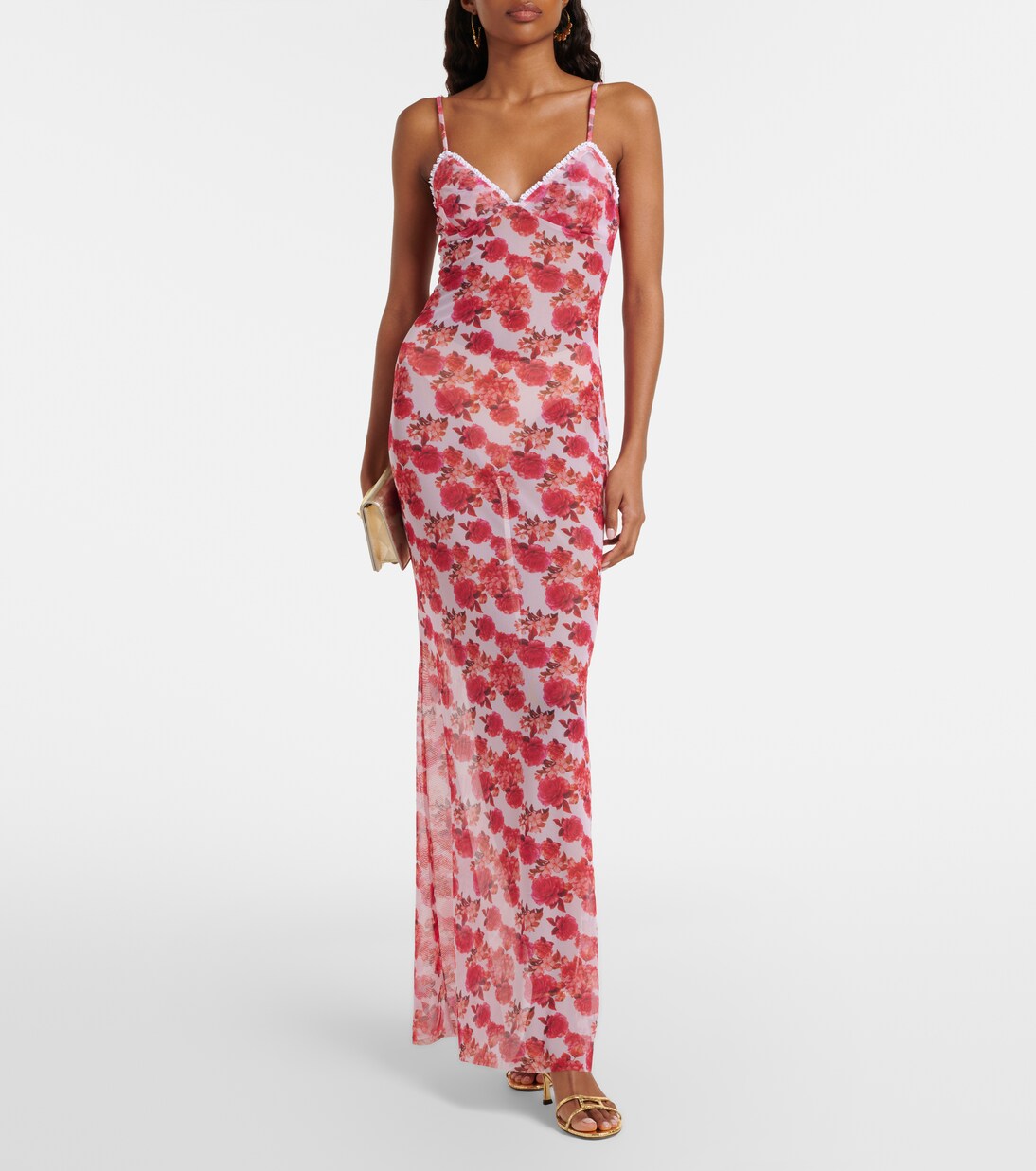 Solay floral lace-trimmed maxi dress | Bananhot