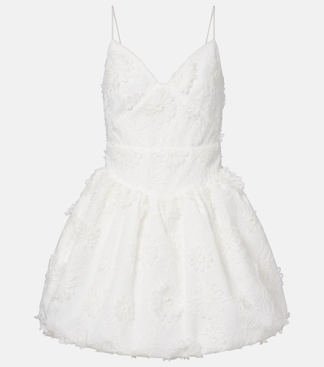 Floral-appliqué organza minidress | Self-Portrait