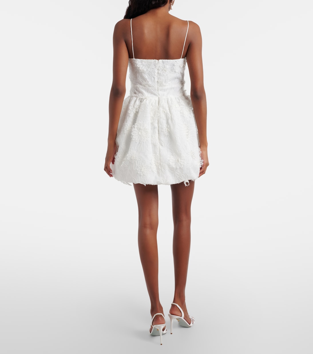 Floral-appliqué organza minidress | Self-Portrait