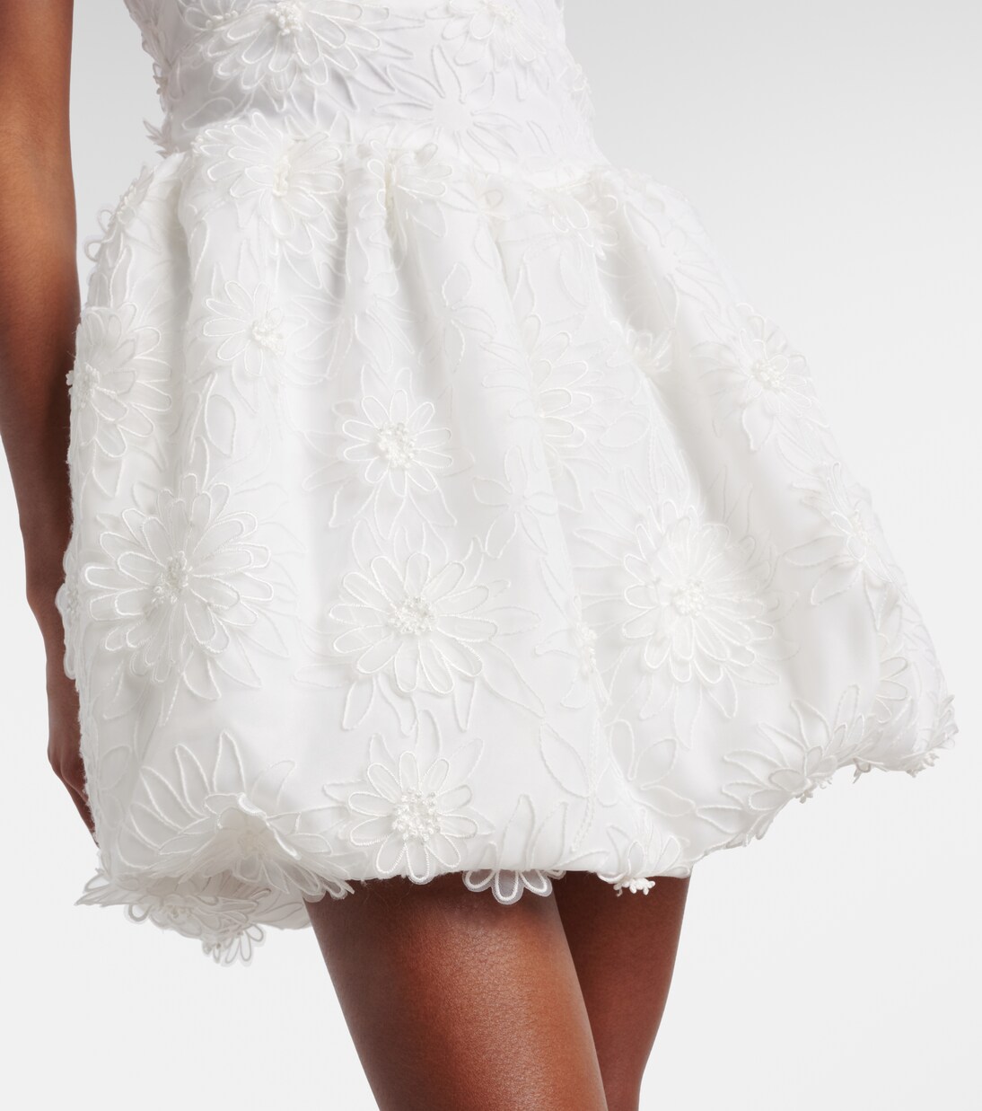 Floral-appliqué organza minidress | Self-Portrait