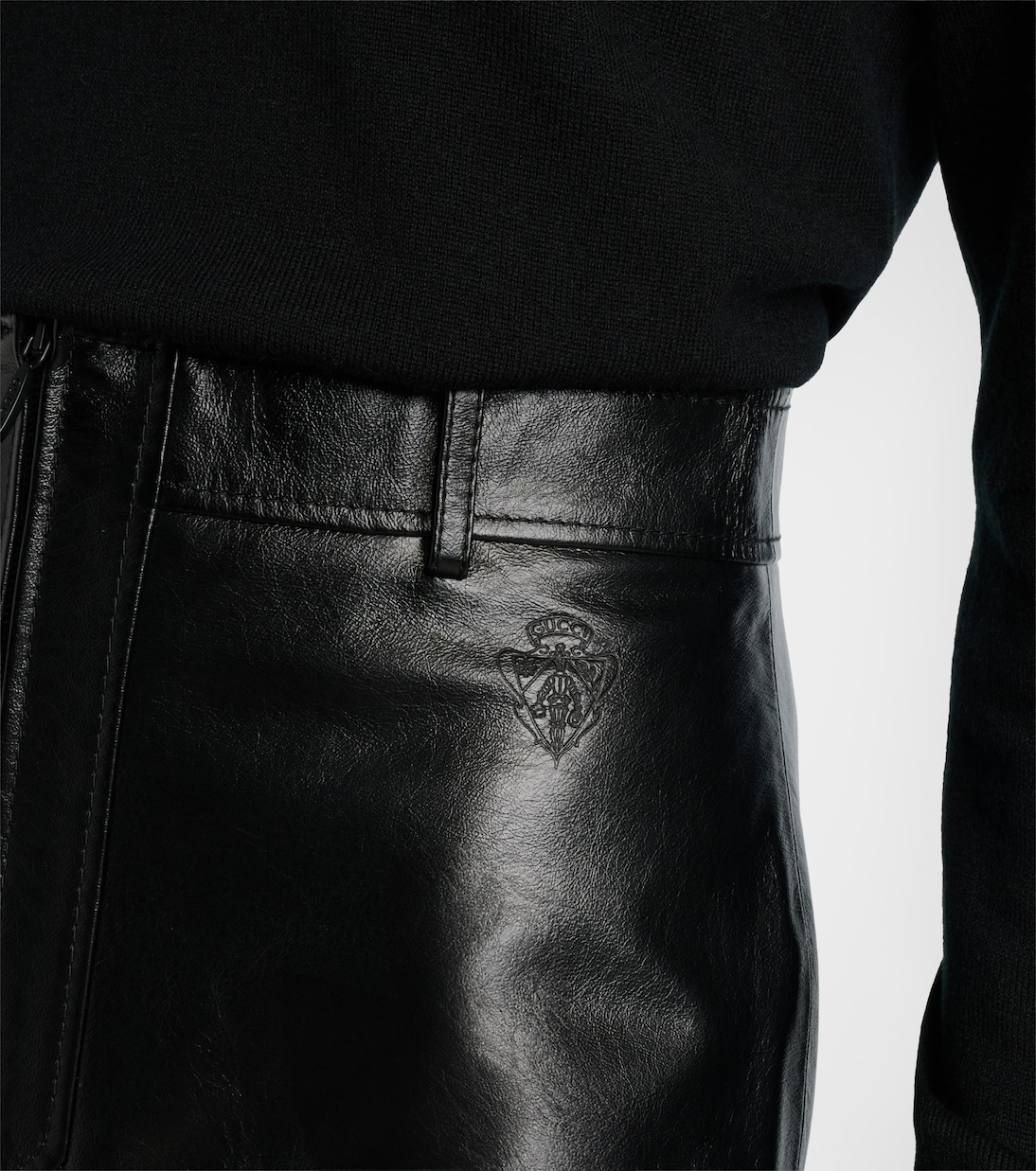 Leather zip-up miniskirt | Gucci