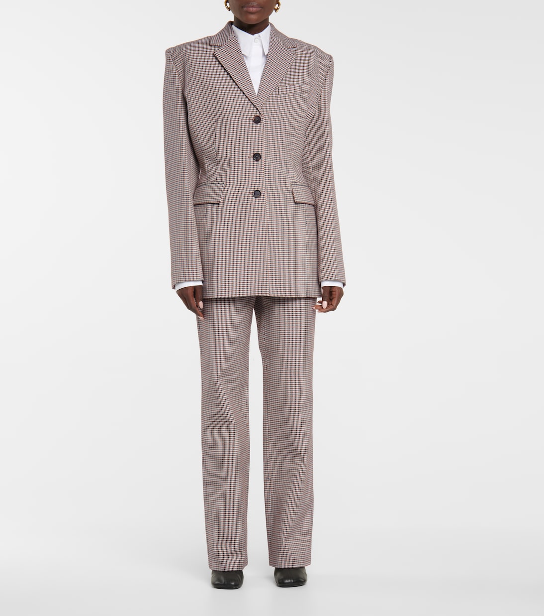 Houndstooth wool and cotton straight pants | Magda Butrym
