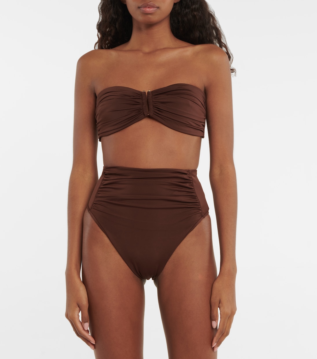 Ruched high-rise bikini bottoms | Self-Portrait