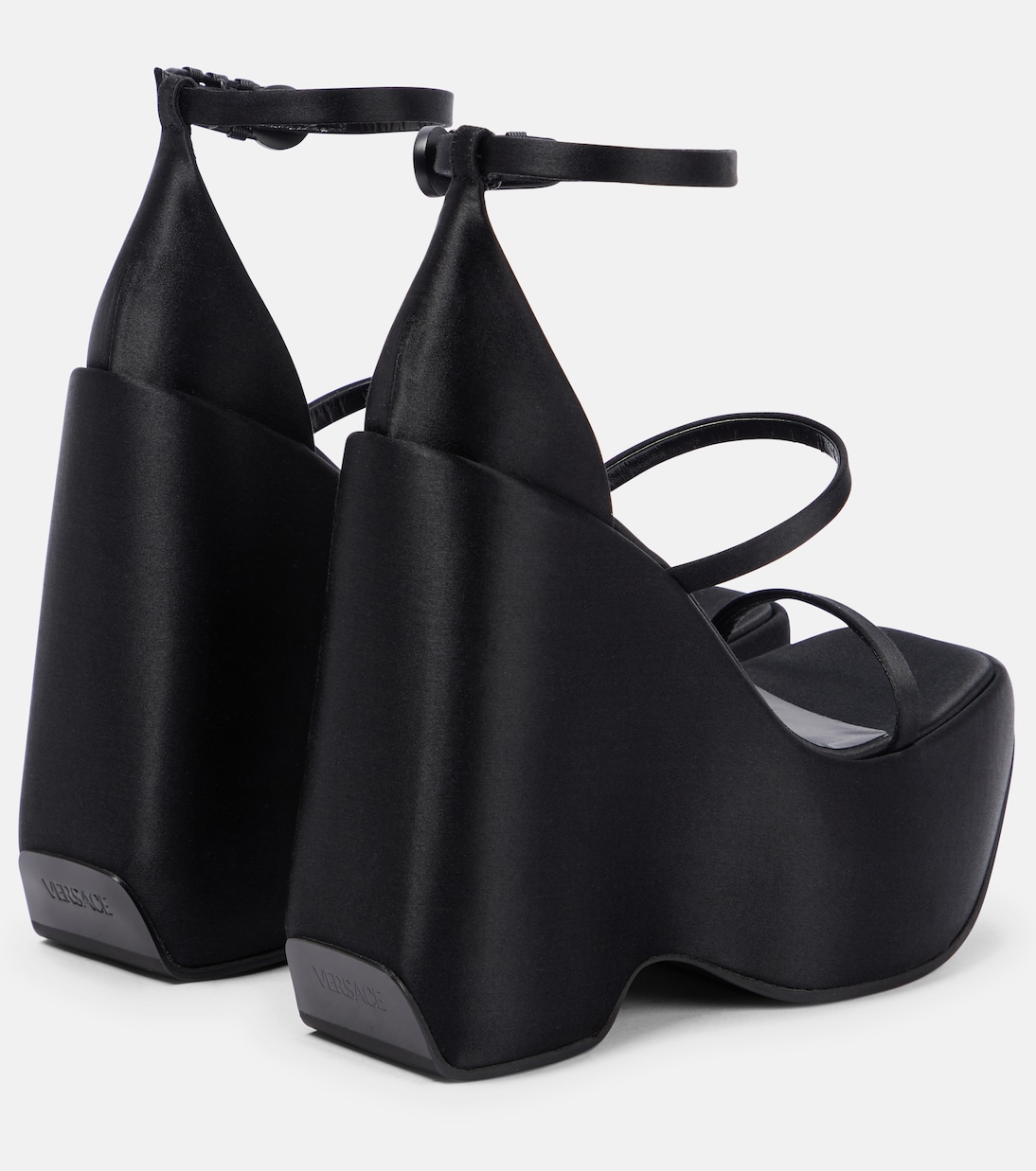 Triplatform satin platform sandals | Versace