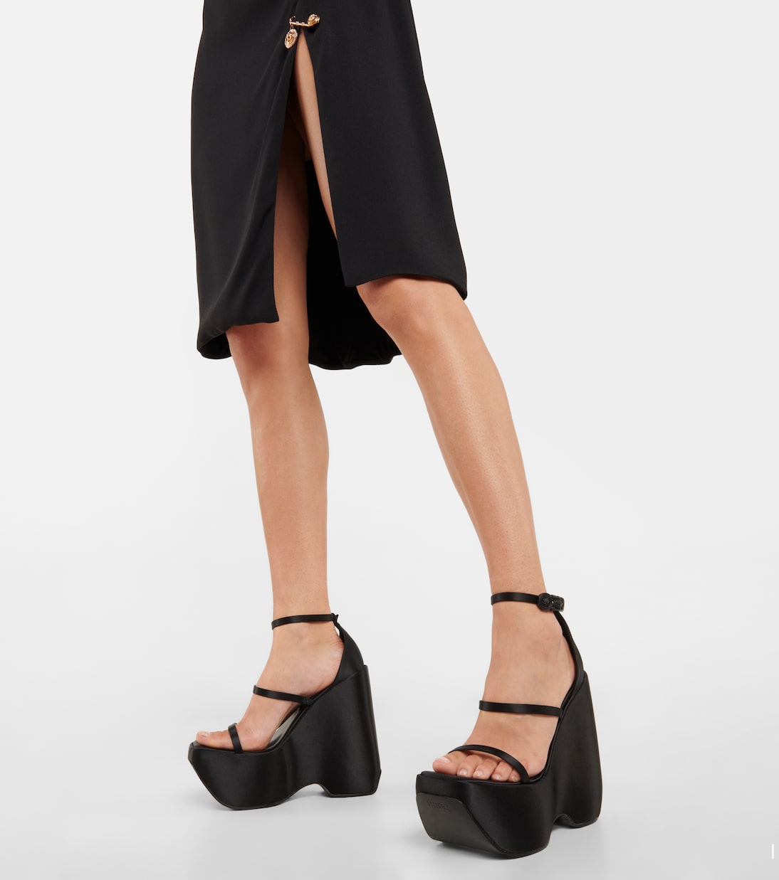 Triplatform satin platform sandals | Versace