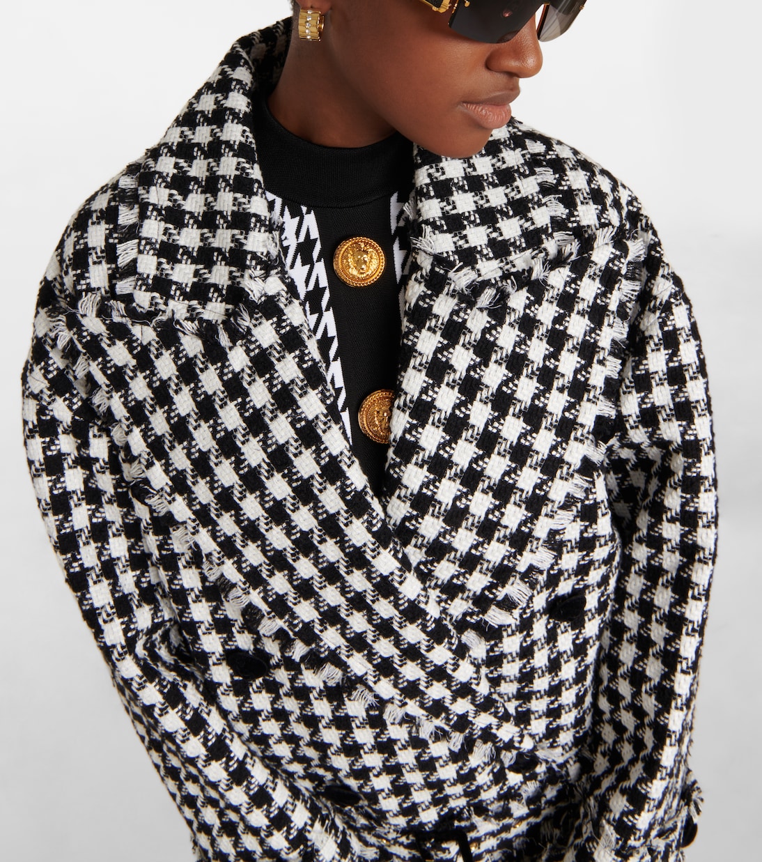 Houndstooth tweed pea coat | Balmain