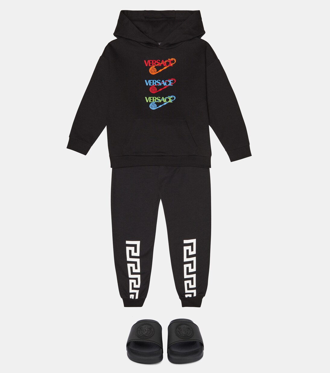 Safety Pin embroidered cotton hoodie | Versace Kids