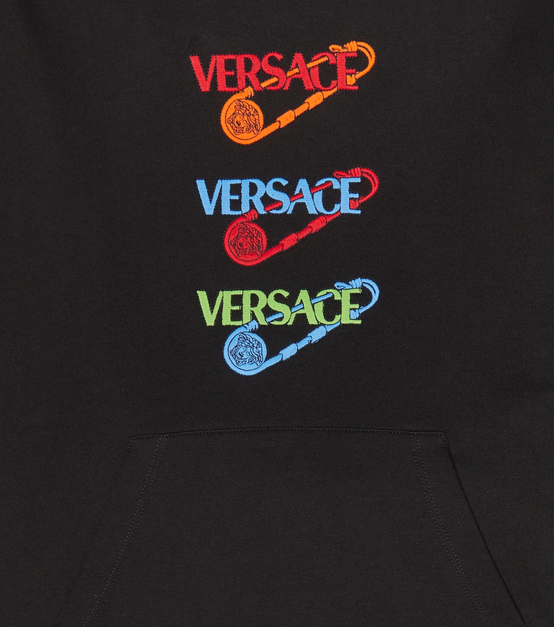 Safety Pin embroidered cotton hoodie | Versace Kids