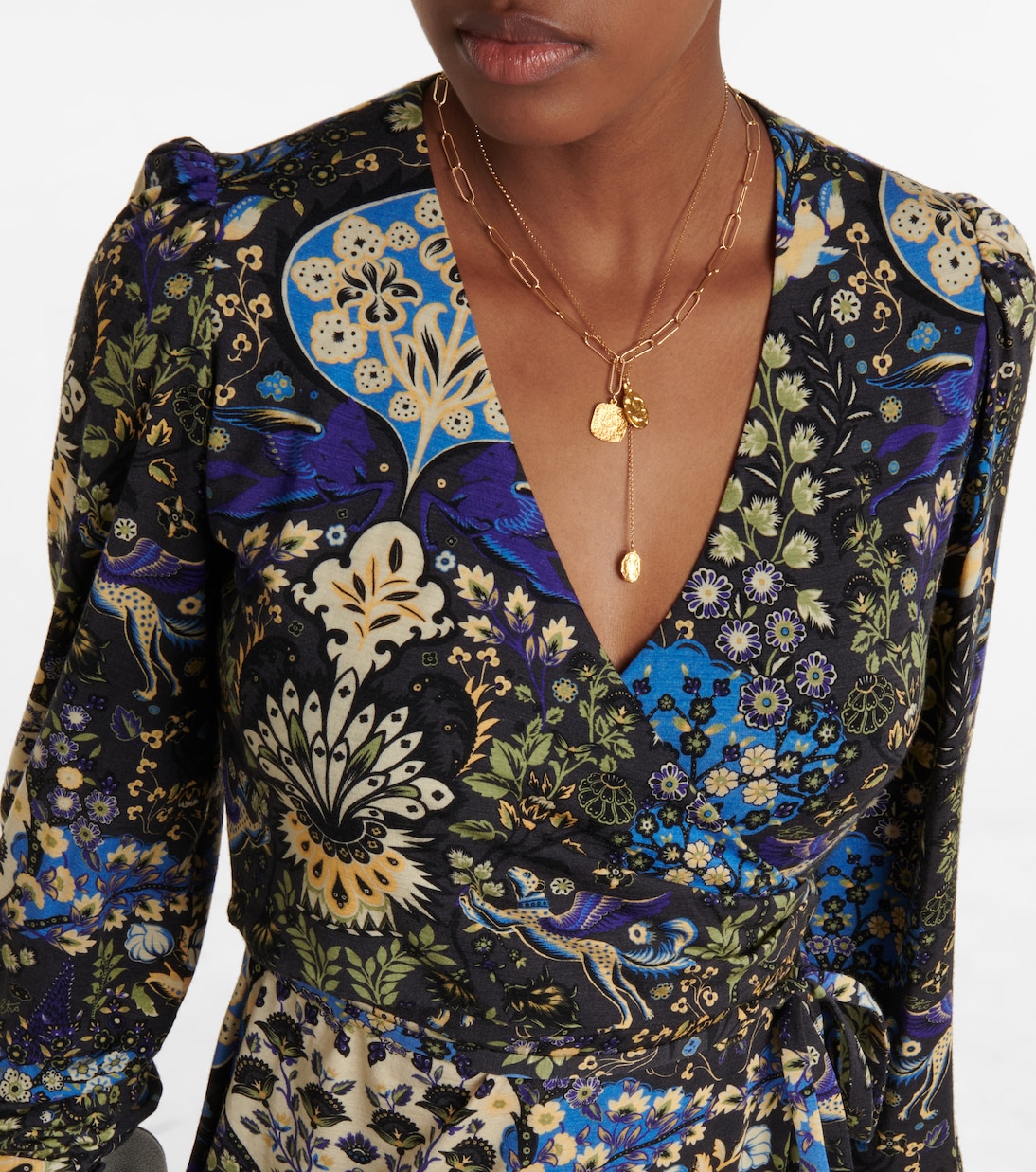 Printed wrap wool-blend midi dress | Etro