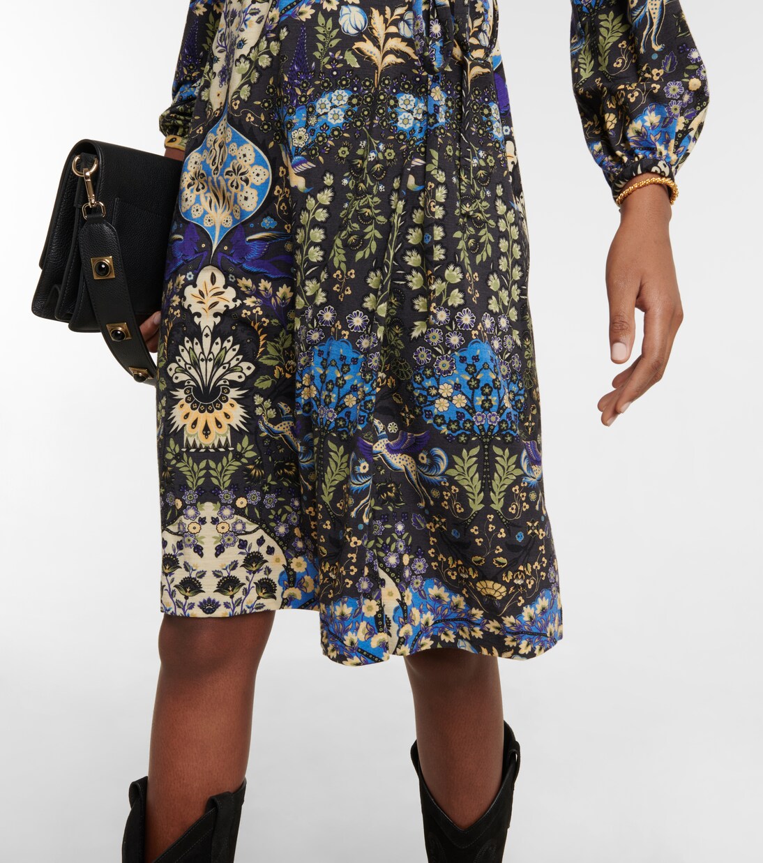 Printed wrap wool-blend midi dress | Etro