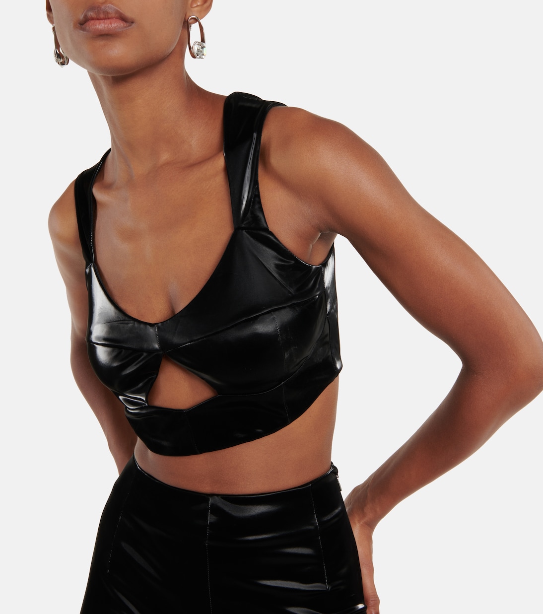 Cropped-Top aus Lederimitat | Rotate