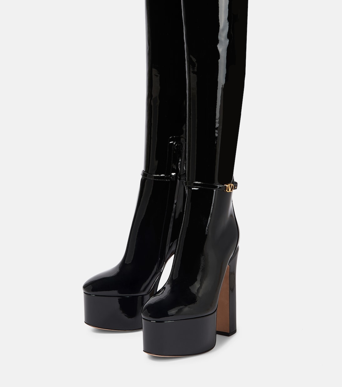 Tan-Go patent leather over-the-knee boots | Valentino Garavani