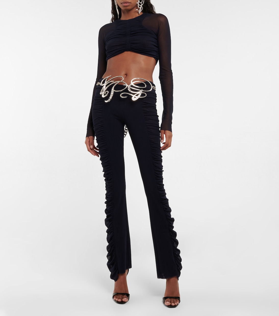 Ruched mesh crop top | Jean Paul Gaultier
