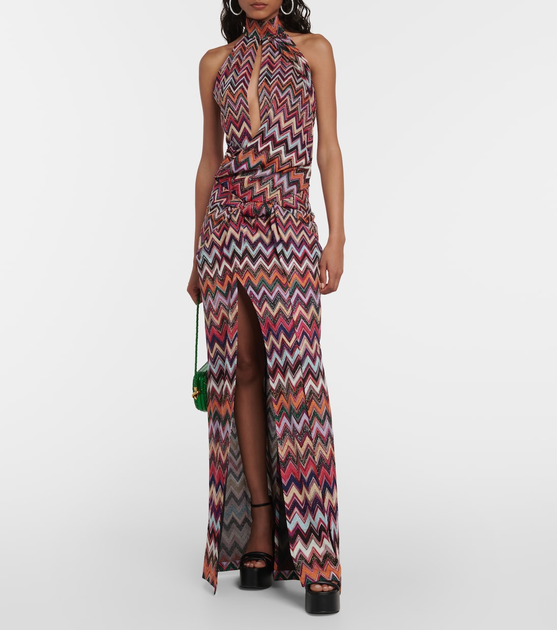 Vestido largo de lamé en zigzag | Missoni