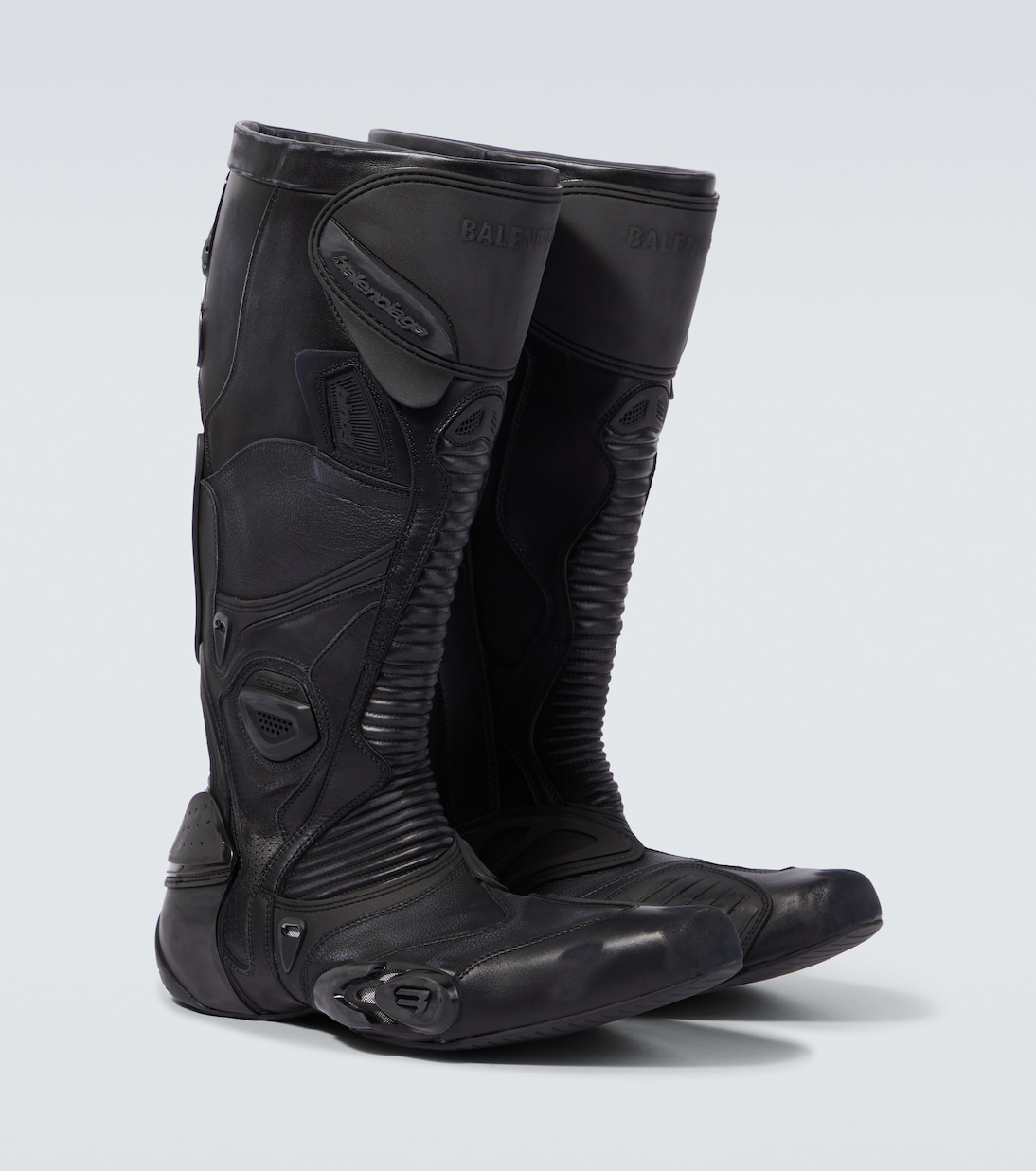 Biker embossed leather knee-high boots | Balenciaga