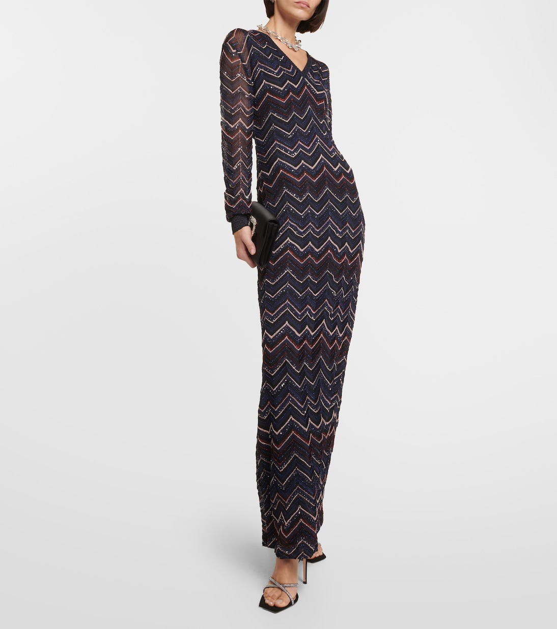 Abito lungo a zig-zag con paillettes | Missoni
