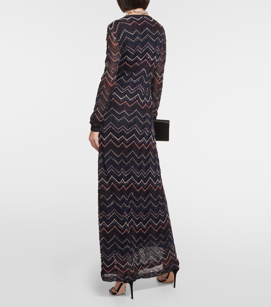 Abito lungo a zig-zag con paillettes | Missoni