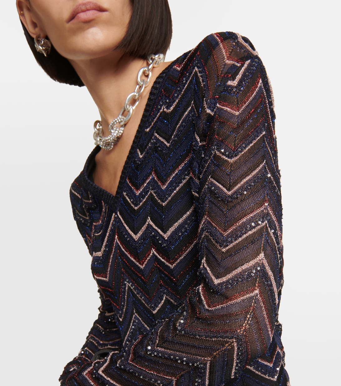 Abito lungo a zig-zag con paillettes | Missoni
