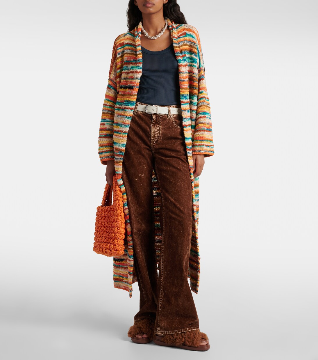 Madurai Stripes intarsia cotton-blend cardigan | Alanui