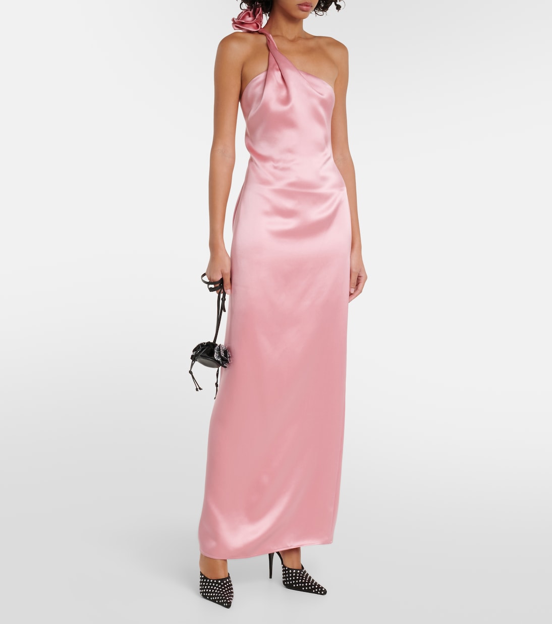 Robe longue asymétrique en soie à fleurs | Magda Butrym
