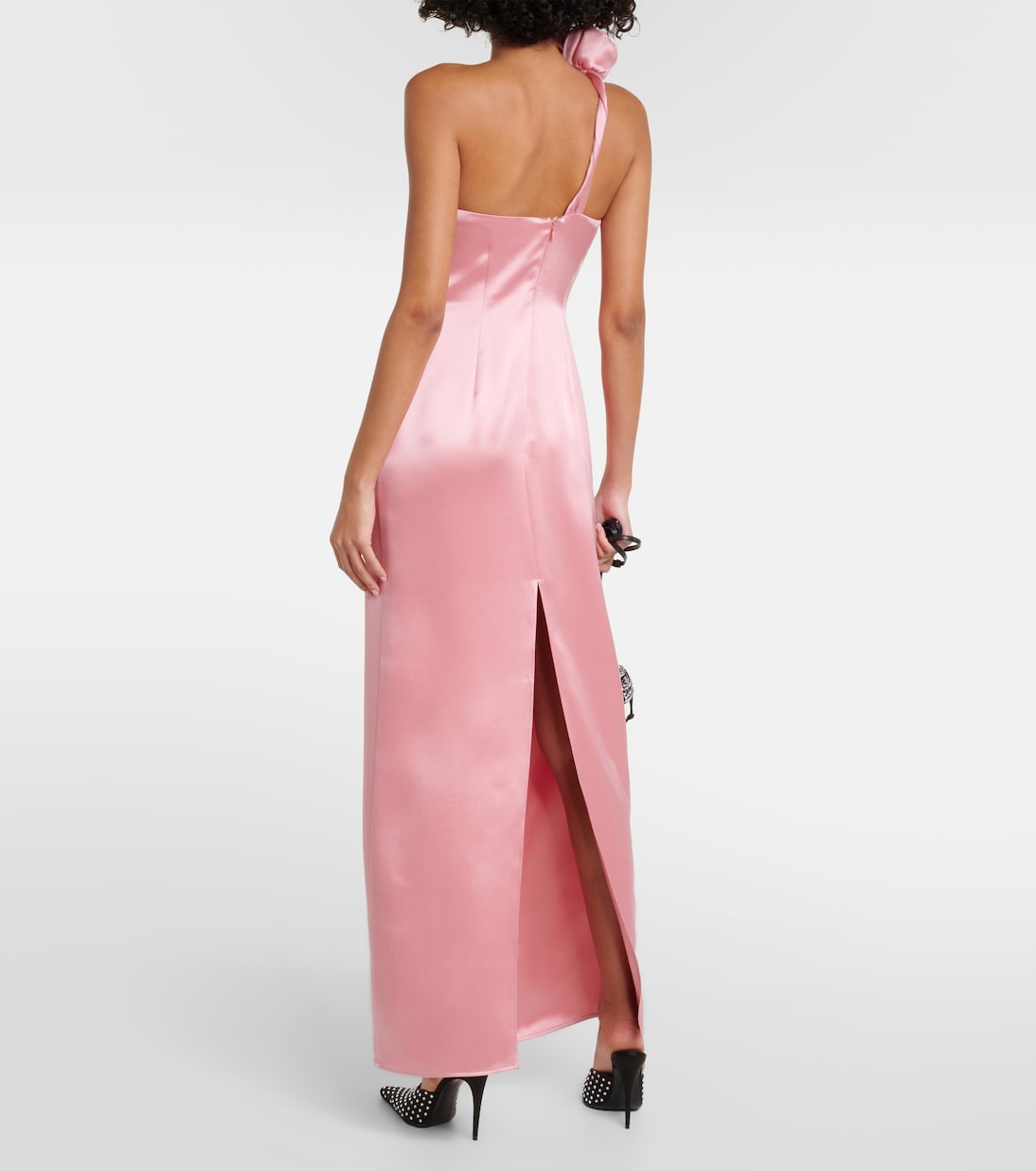 Robe longue asymétrique en soie à fleurs | Magda Butrym