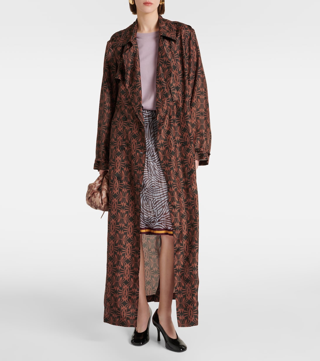 Trench in raso di seta con stampa | Dries Van Noten