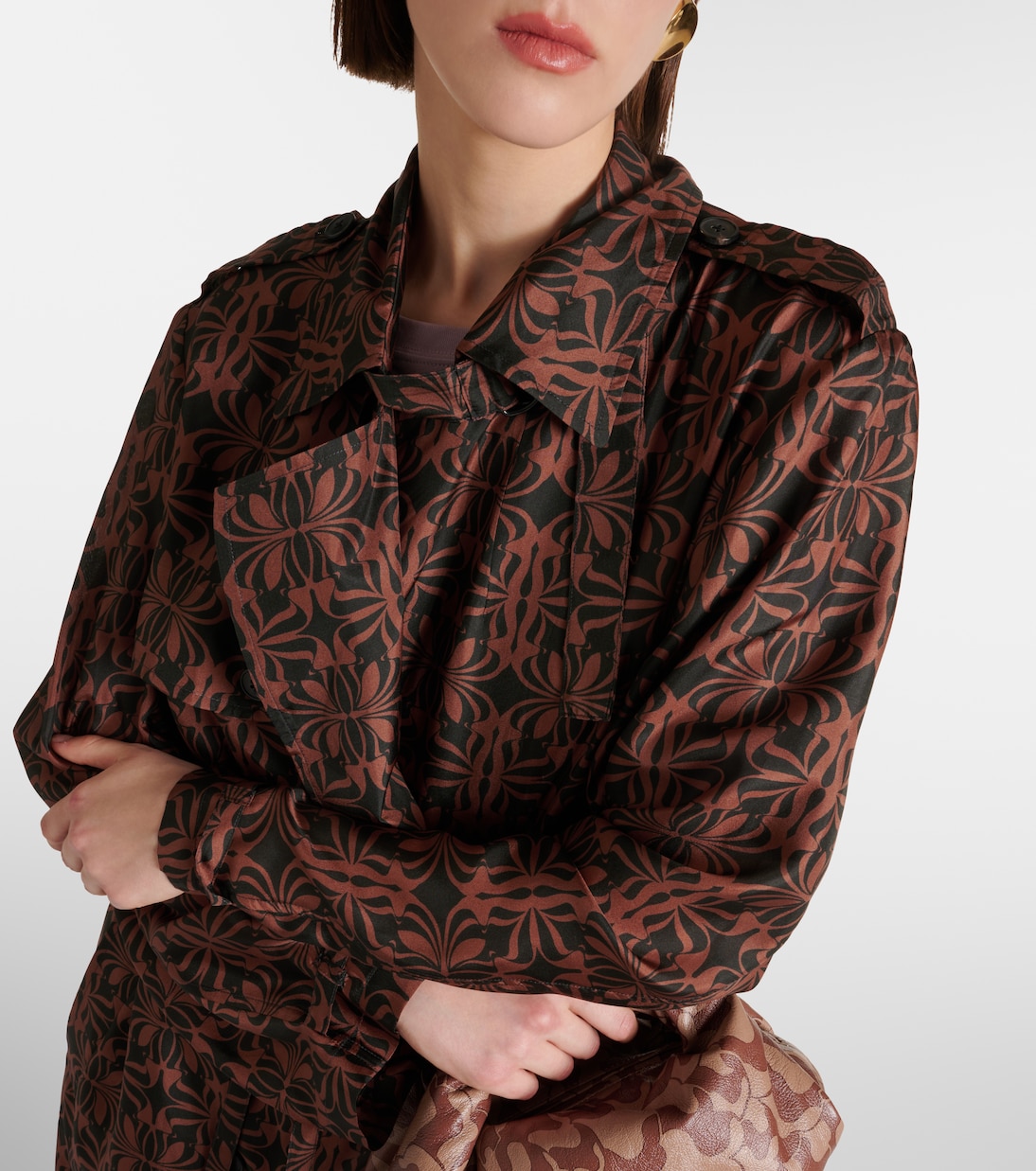 Trench in raso di seta con stampa | Dries Van Noten