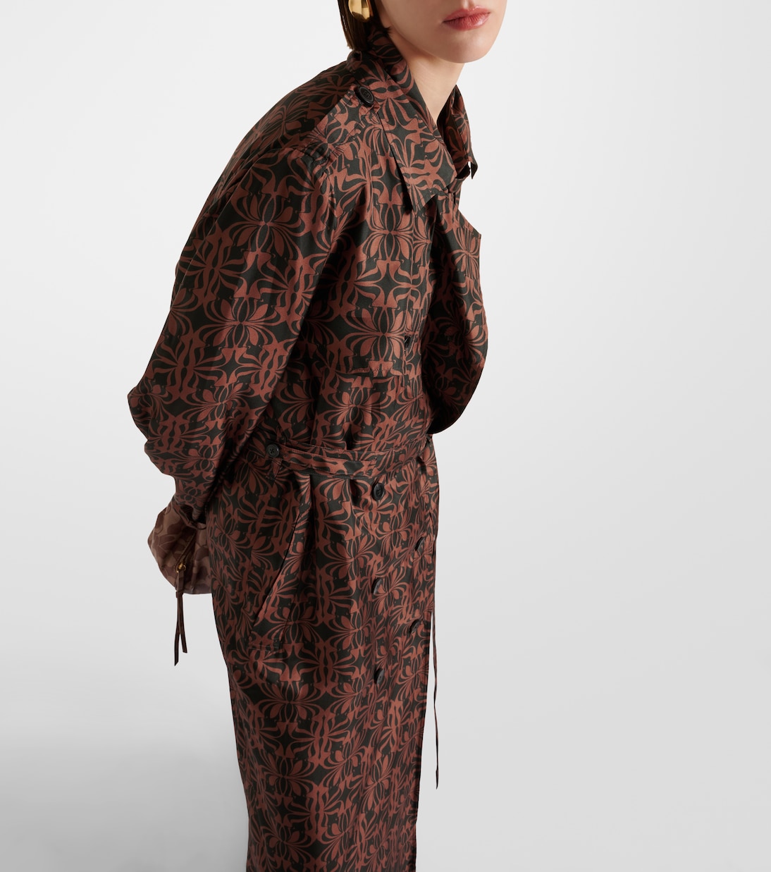 Trench in raso di seta con stampa | Dries Van Noten
