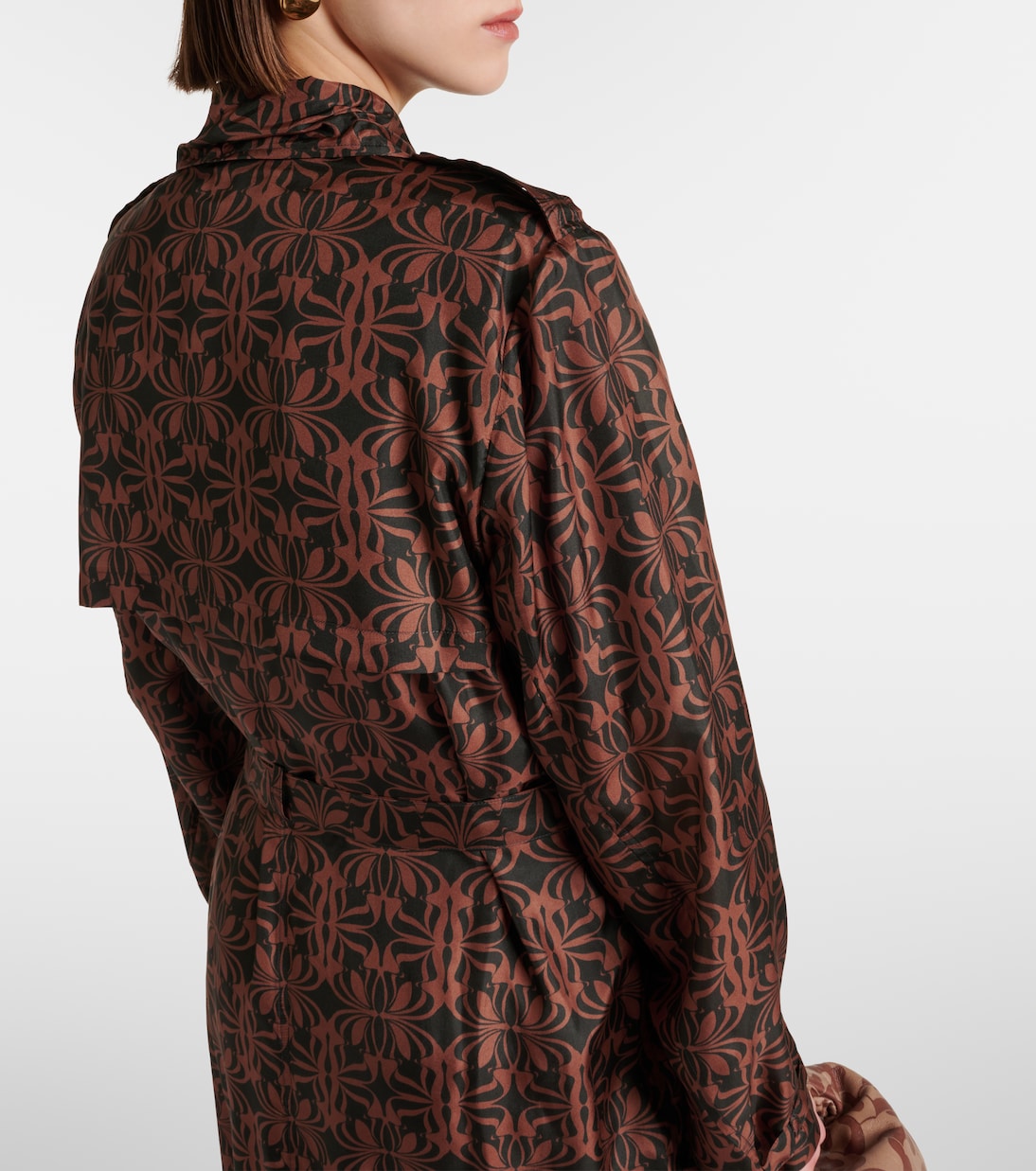 Trench in raso di seta con stampa | Dries Van Noten