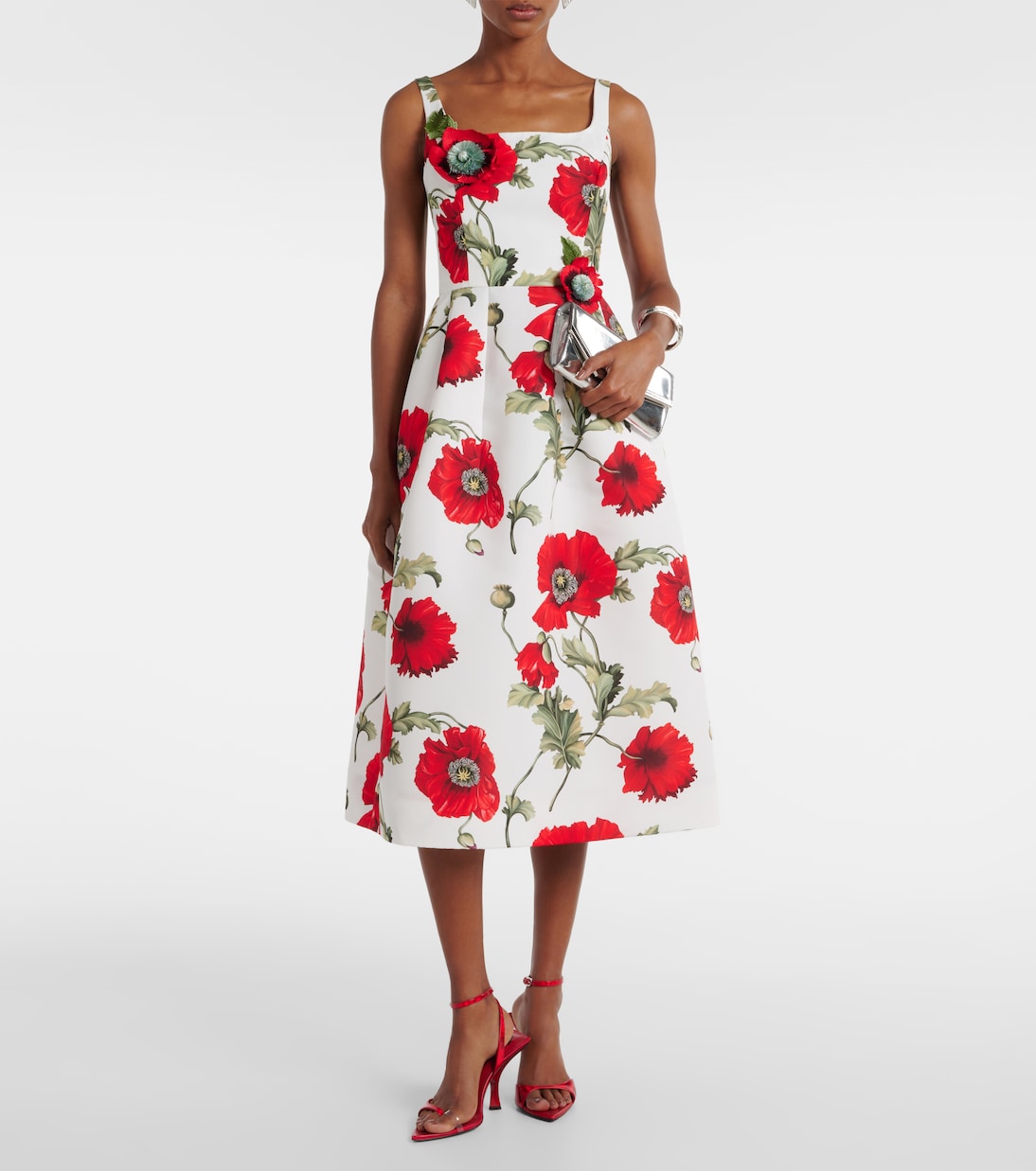 Robe midi Poppy brodée | Oscar de la Renta