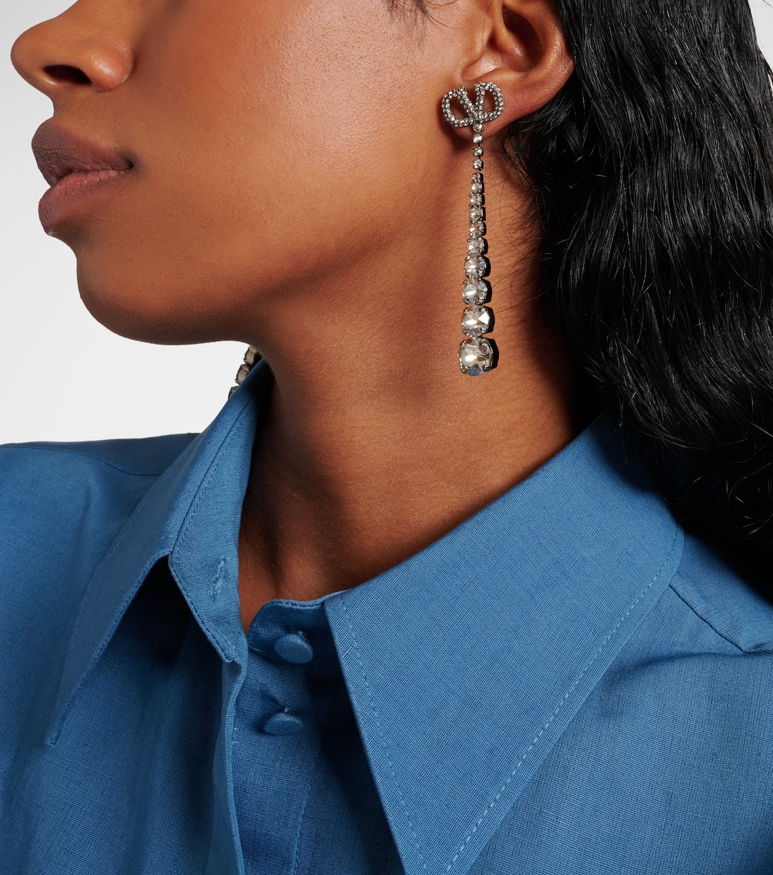 VLogo Signature embellished drop earrings | Valentino