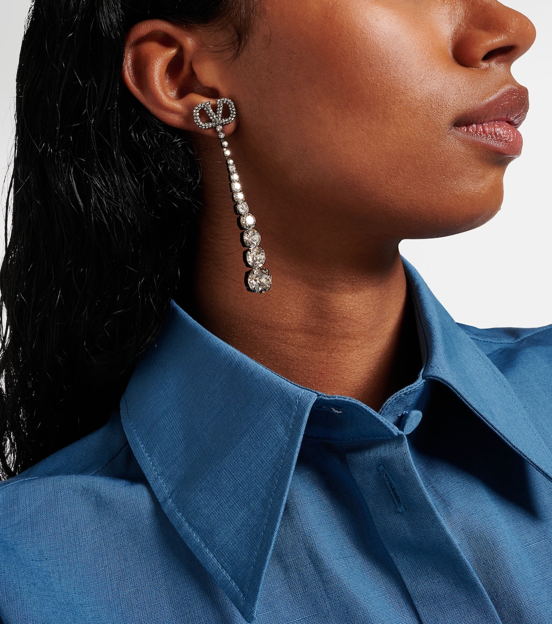 VLogo Signature embellished drop earrings | Valentino