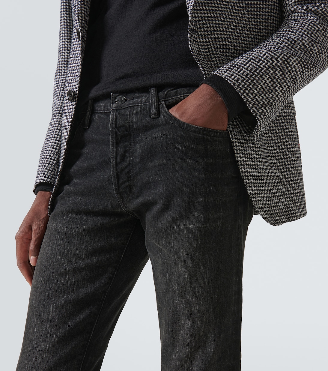 Slim Jeans mit Leder | Tom Ford
