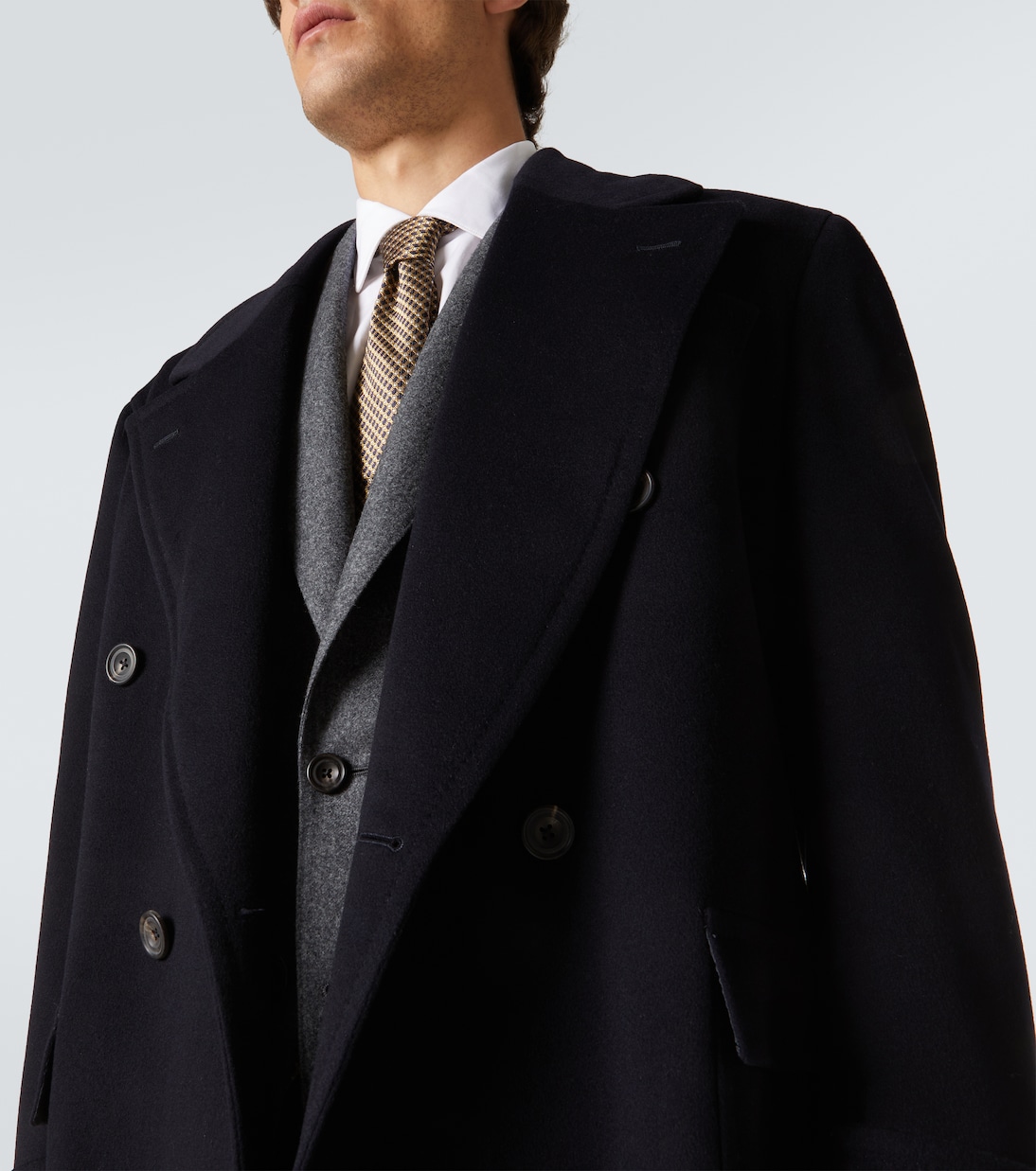 Double-breasted wool and cashmere overcoat | Thom Sweeney
