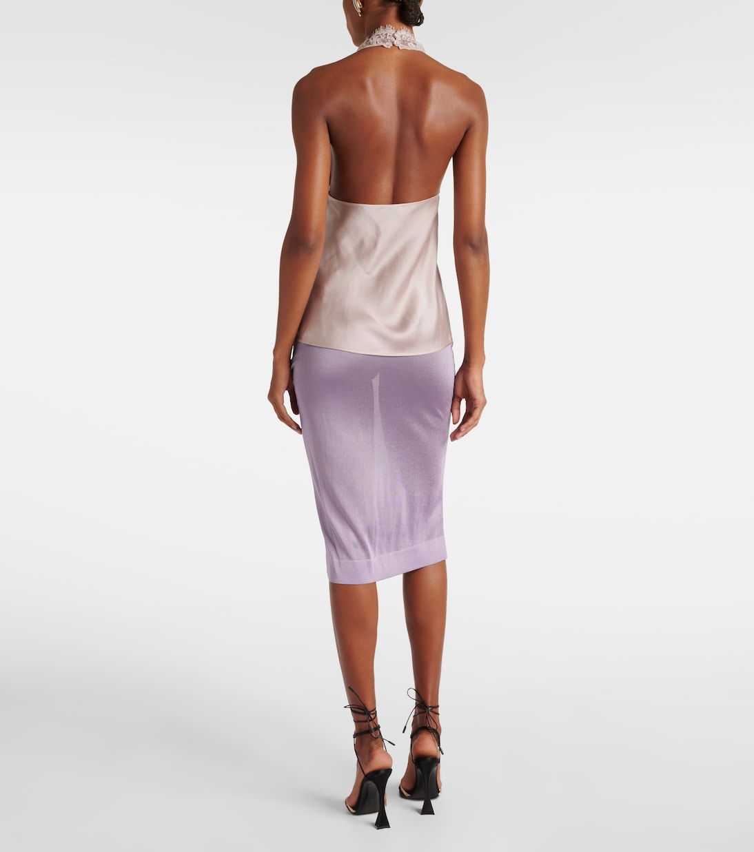 Top in charmeuse di seta con pizzo | Saint Laurent