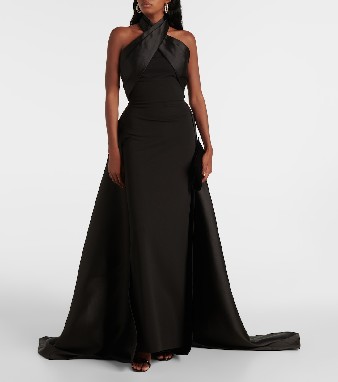 Rumi satin-trimmed crêpe gown | Solace London