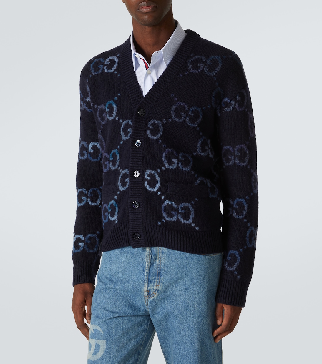 GG intarsia wool-blend cardigan  | Gucci