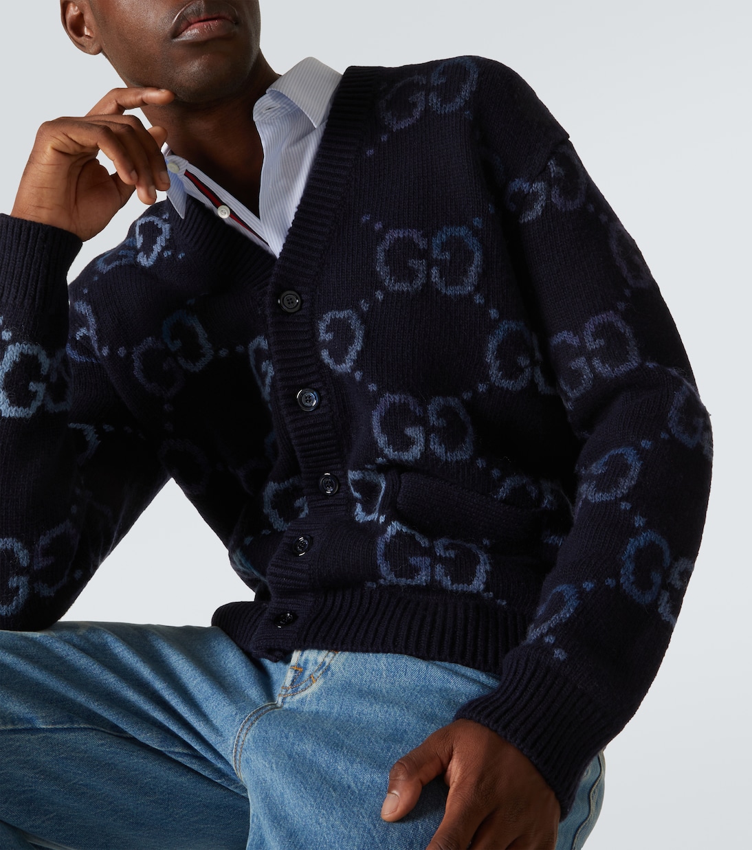 GG intarsia wool-blend cardigan  | Gucci