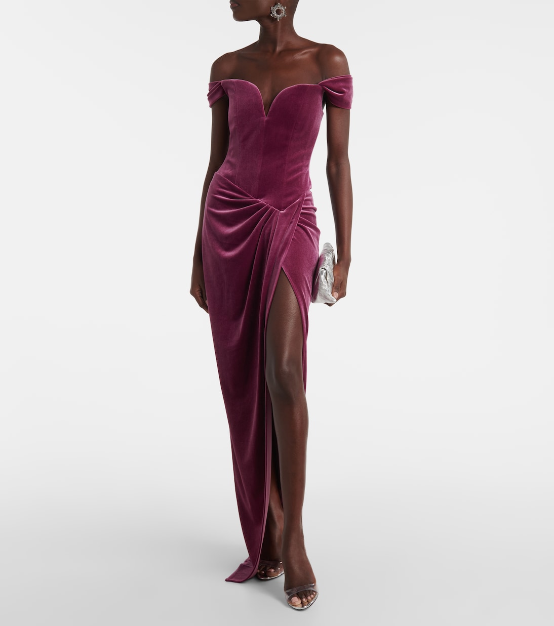 Abito lungo bustier in velluto | Alex Perry