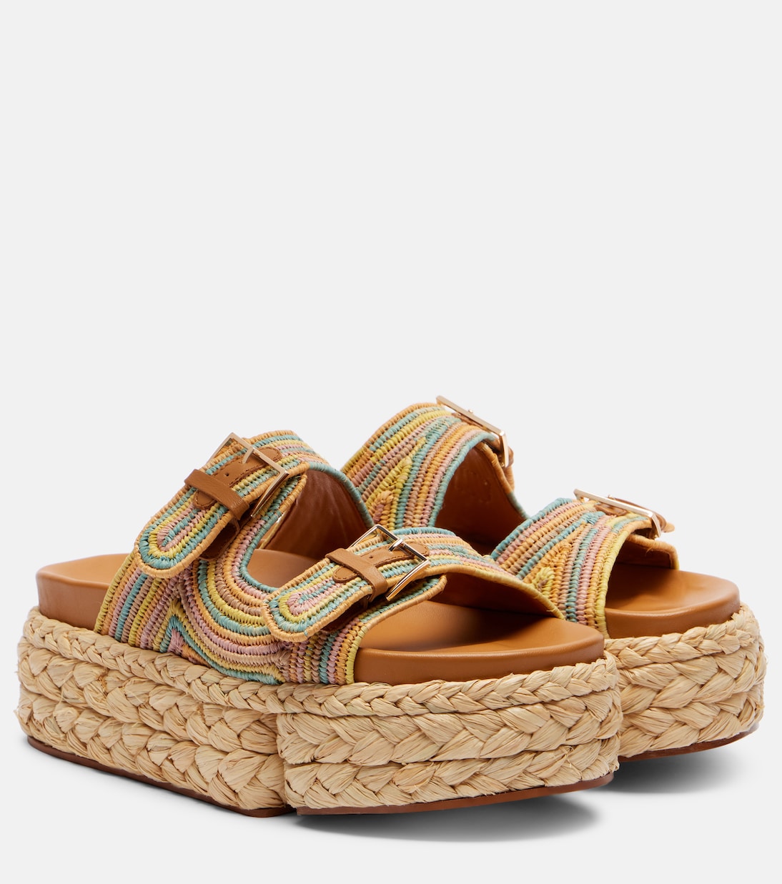 Quinie raffia platform slides | Clergerie