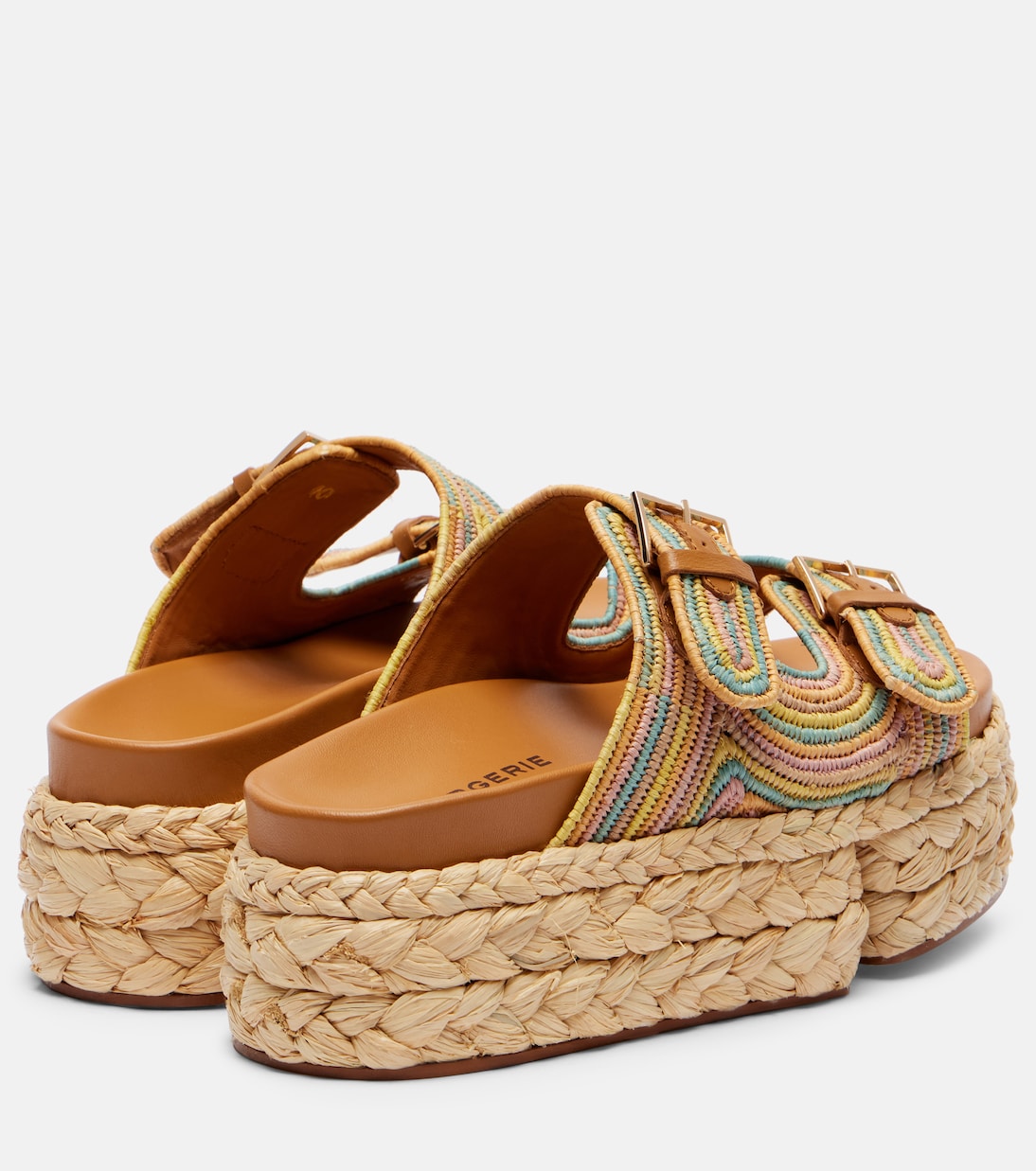 Quinie raffia platform slides | Clergerie