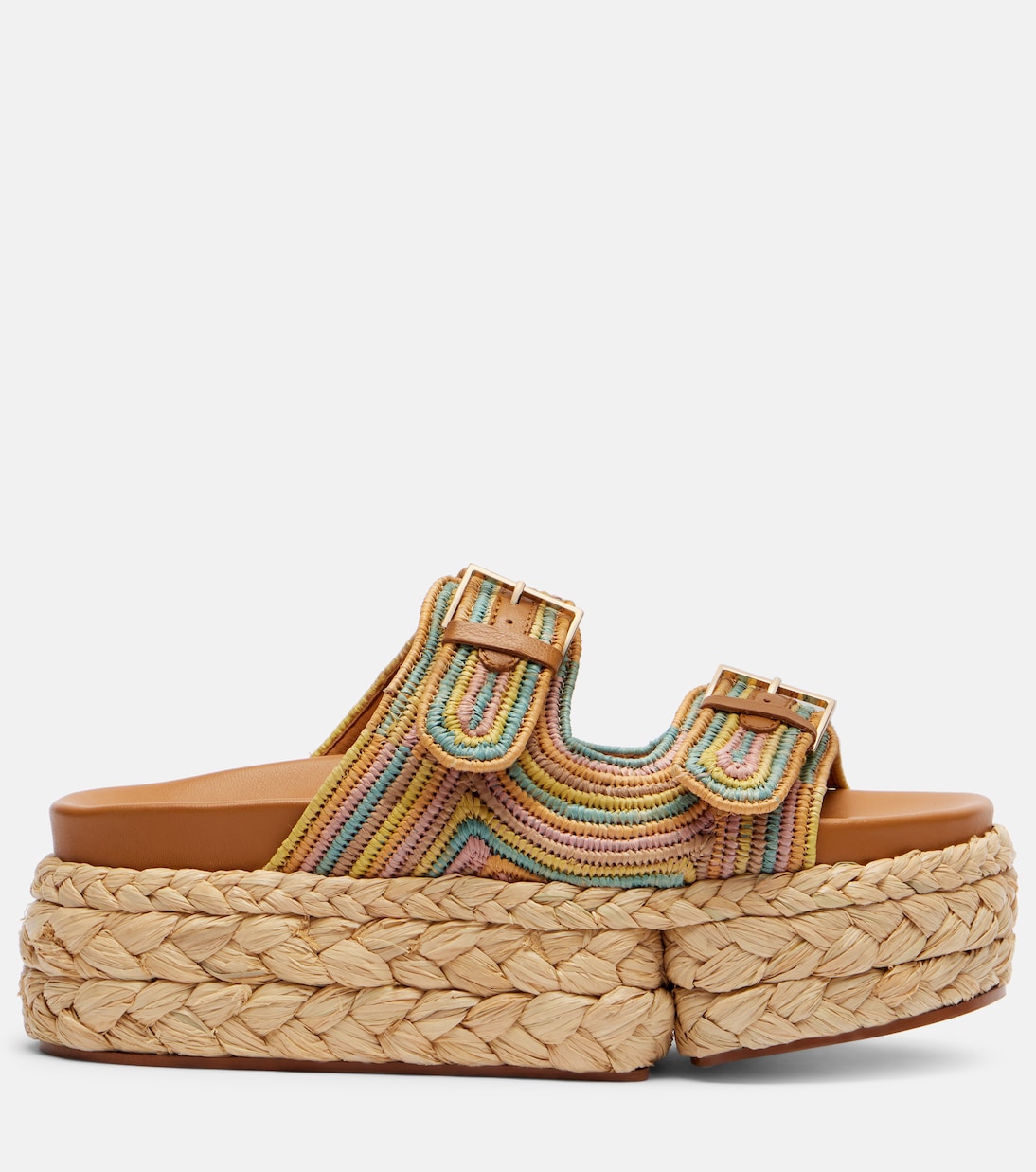 Quinie raffia platform slides | Clergerie