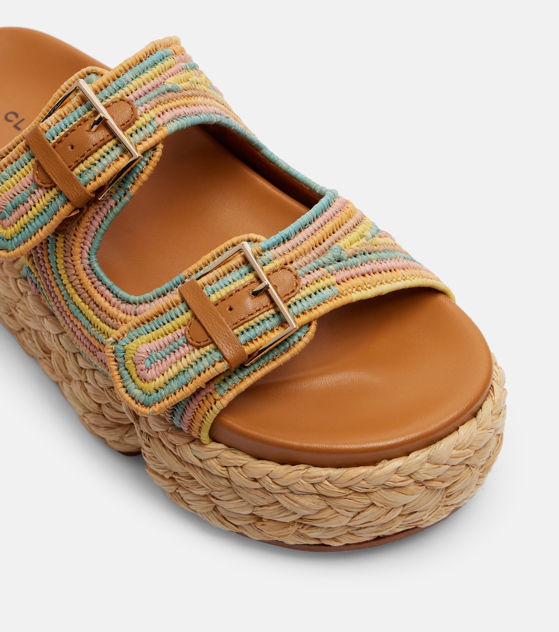 Quinie raffia platform slides | Clergerie