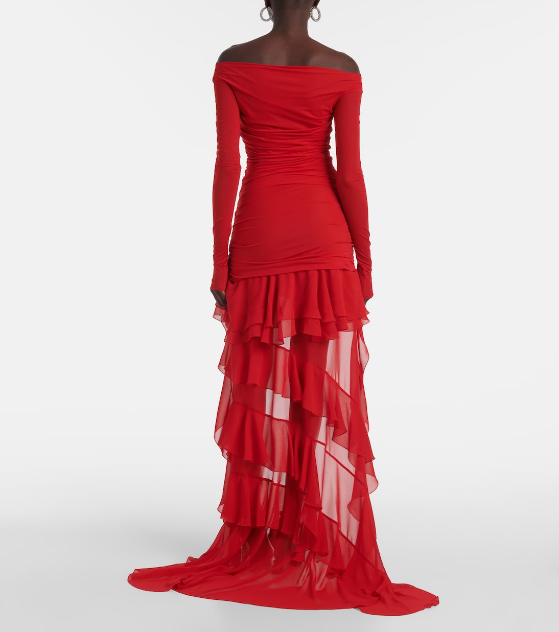 Vestido largo asimétrico con volantes | Blumarine