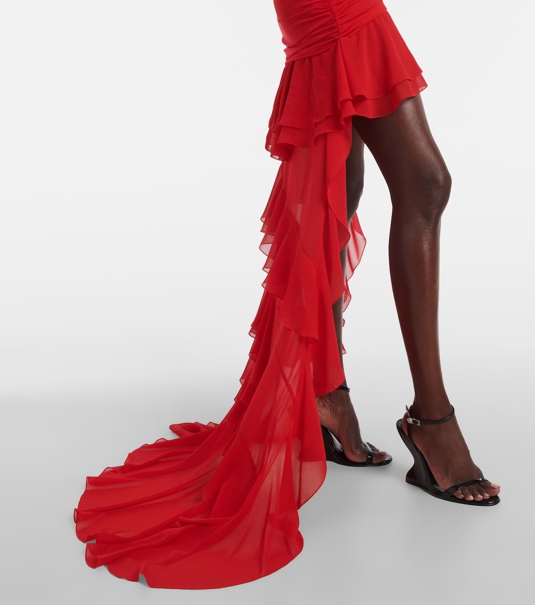 Vestido largo asimétrico con volantes | Blumarine