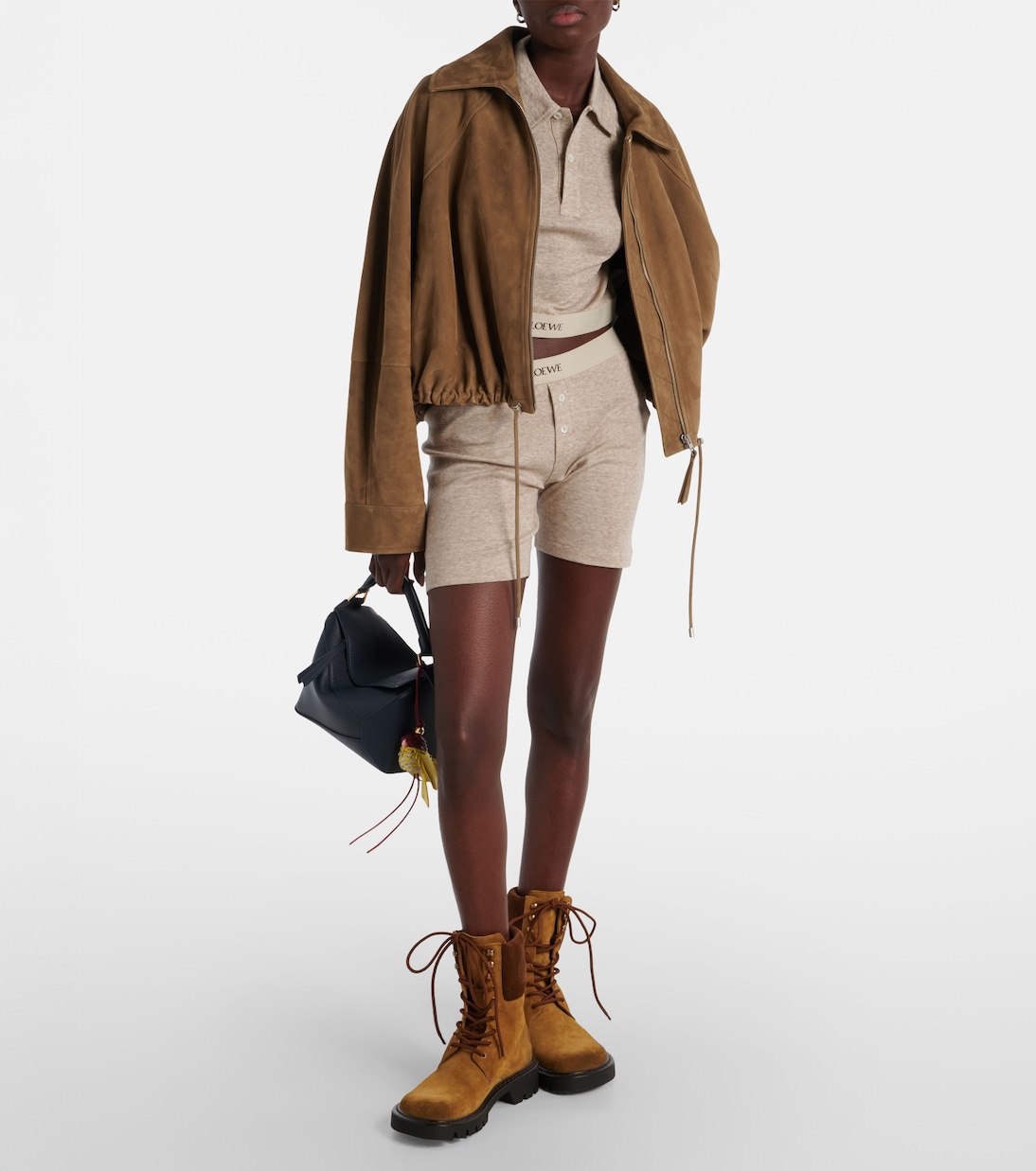 Crop top de algodón y lana con logo | Loewe