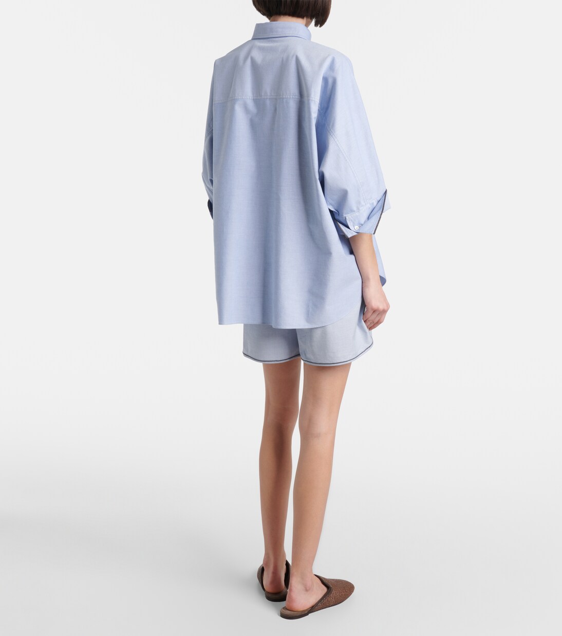 Camicia oversize Monili in popeline di cotone | Brunello Cucinelli