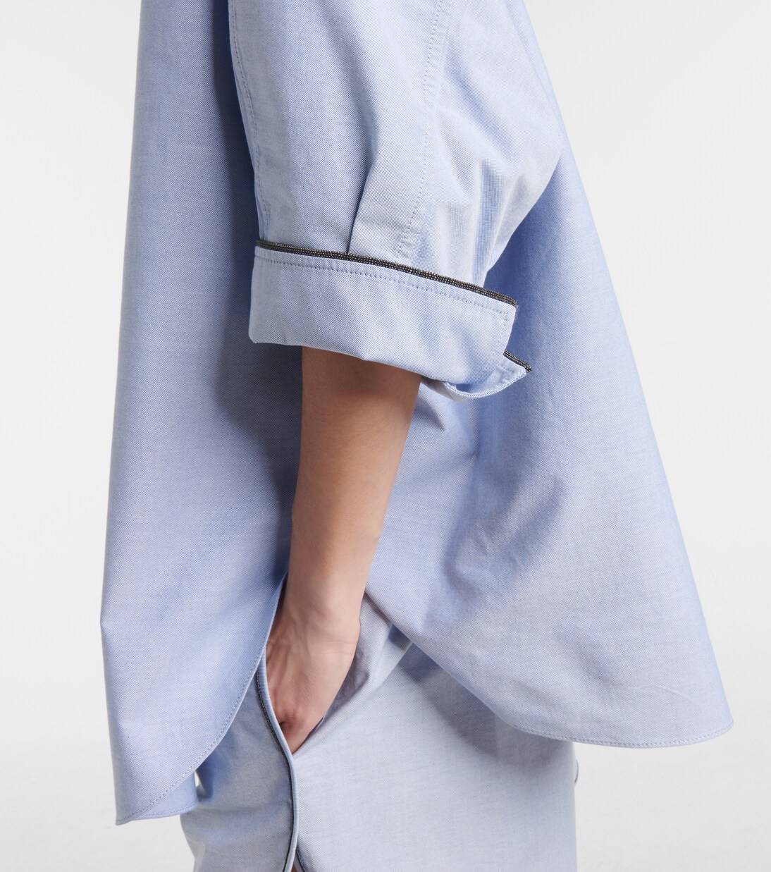 Camicia oversize Monili in popeline di cotone | Brunello Cucinelli