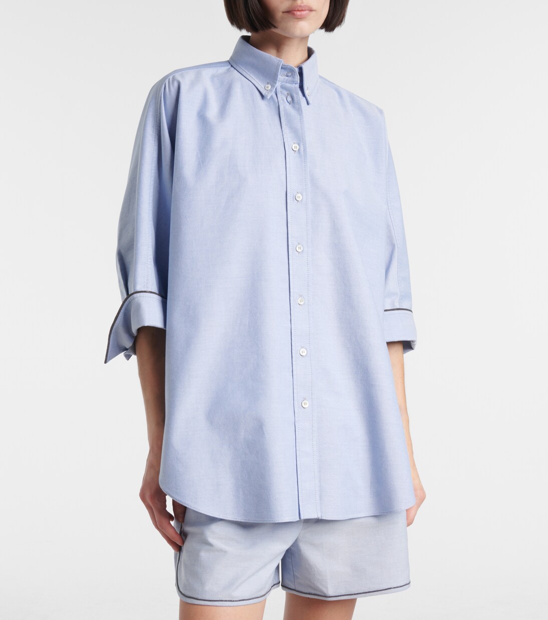 Camicia oversize Monili in popeline di cotone | Brunello Cucinelli